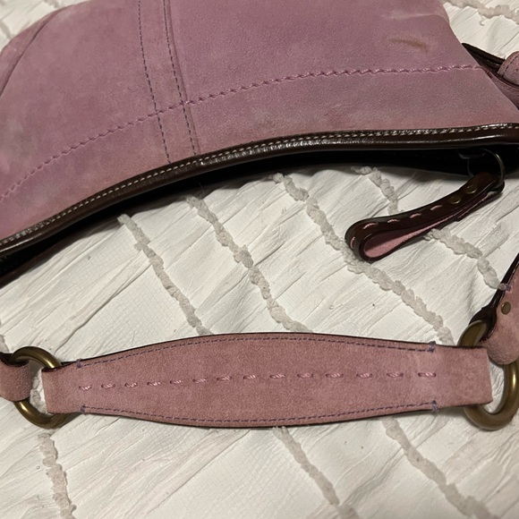 Coach Lavender Pink Suede Hobo Shoulder Bag 9658 - Picture 9 of 9